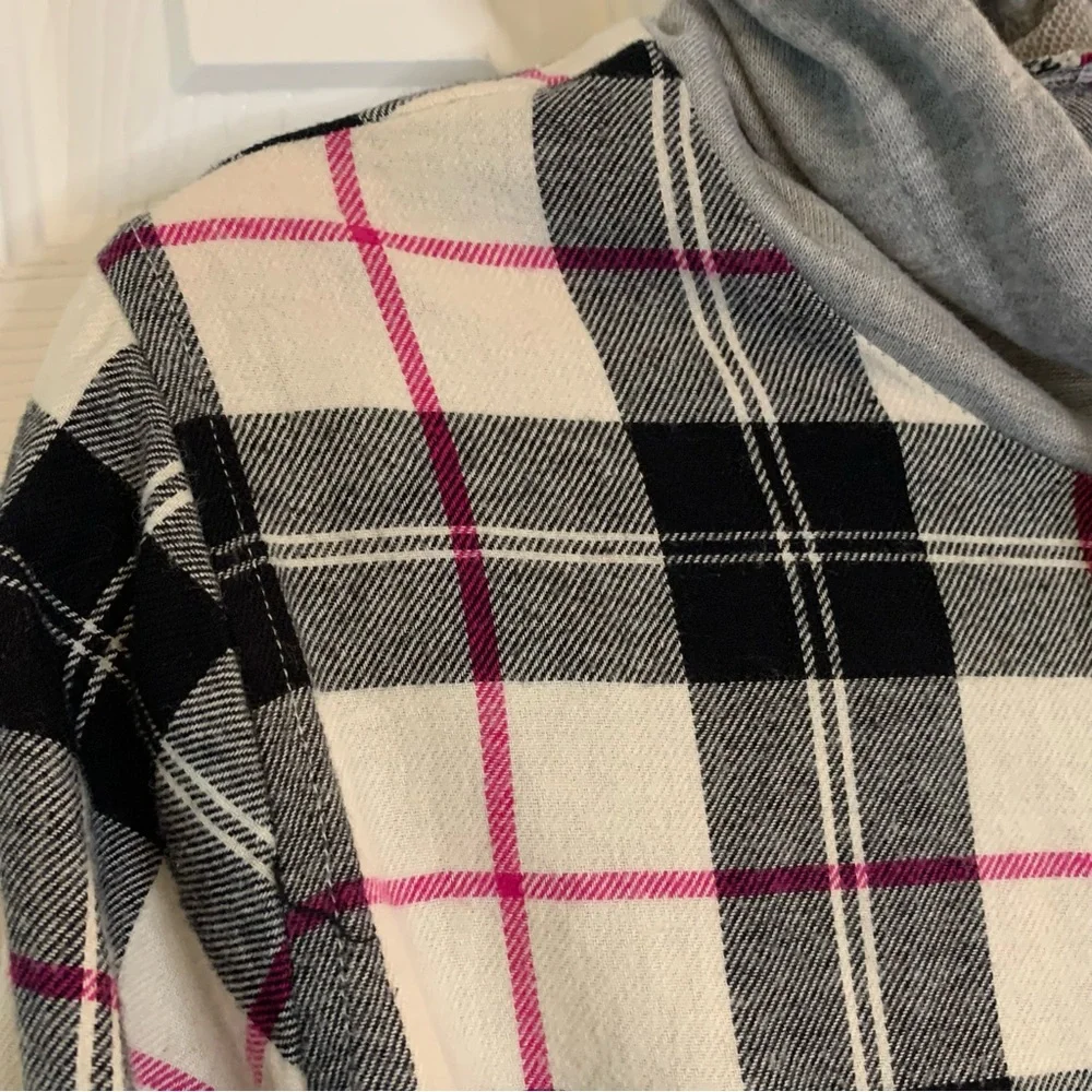 No Boundaries Flannel Plaid Red, White, and Black Hoodie  Size L - Picture 4 of 12